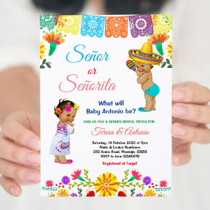 Mexicaanse Hij of zij maakt Baby shower bekend Kaart