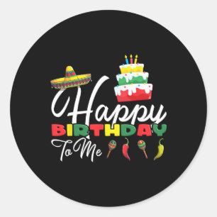 Mexicaanse Holliday Sombrero Cute Cake Happy Birth Ronde Sticker