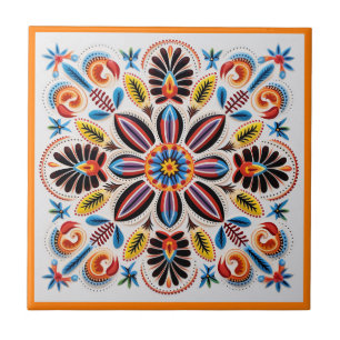 Mexicaanse huichol bloem keramische tegel tegeltje