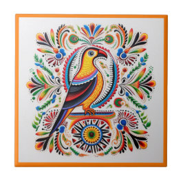 Mexicaanse huichol vogelaardewerk tegel tegeltje