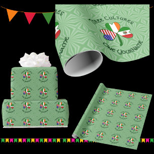 Mexicaanse Ierse Amerikaanse Klaverblad Vlag Cadeaupapier
