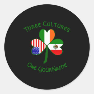 Mexicaanse Ierse Amerikaanse Vlag Shamrock Persoon Ronde Sticker