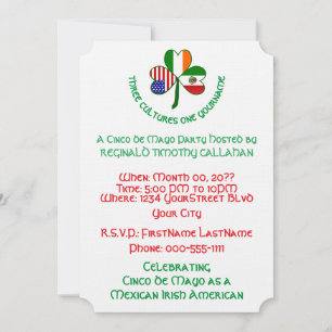 Mexicaanse Ierse Vlag van de VS Klaver Cinco de Ma Kaart