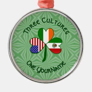 Mexicaanse Ierse vlaggen Shamrock Jouw naam me Metalen Ornament