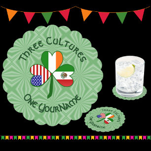 Mexicaanse Ierse Vlaggen van de VS Shamrock Persoo Kartonnen Onderzetters