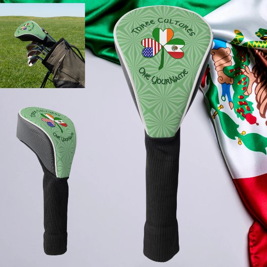 Mexicaanse Ierse VS Vlaggen Shamrock gepersonalise Golfheadcover