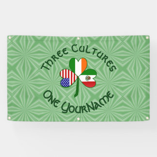 Mexicaanse Ierse VS Vlaggen Shamrock gepersonalise Spandoek