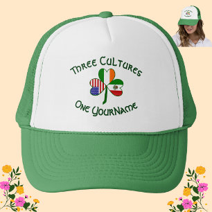 Mexicaanse Ierse VS Vlaggen Shamrock gepersonalise Trucker Pet