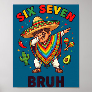 Mexicaanse jongen dabbing poncho cinco de mayo gra poster