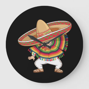 Mexicaanse Jongen Dabbing Poncho Cinco de Mayo Grote Klok