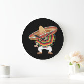 Mexicaanse Jongen Dabbing Poncho Cinco de Mayo Grote Klok (Huis)
