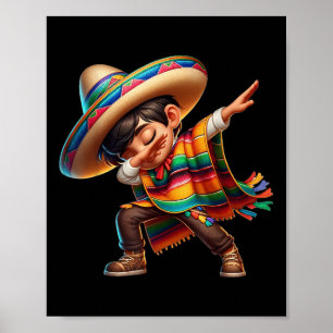 Mexicaanse Jongen Dabbing Poncho Cinco De Mayo Poster