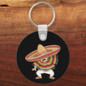Mexicaanse Jongen Dabbing Poncho Cinco de Mayo Sleutelhanger (Voorkant)