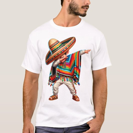 Mexicaanse Jongen Dabbing Poncho Cinco De Mayo T-shirt (Voorkant)