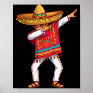 Mexicaanse jongen dabbing poncho grappig cinco de  poster