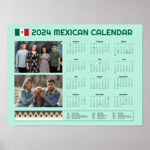 Mexicaanse kalender 2024 Calendario México bewer Poster