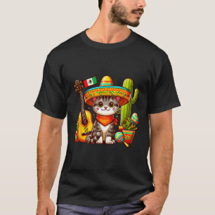 Mexicaanse kat Cinco de Mayo Kitten Let's Fiesta V T-shirt