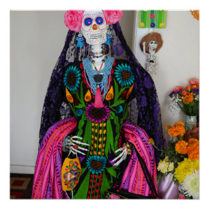 Mexicaanse katrina Sugar Skull voor Dag van de Doo Perfect Poster