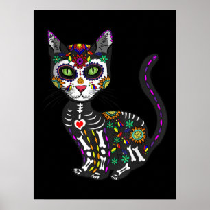 Mexicaanse kattenhalloween dag van de dood poster