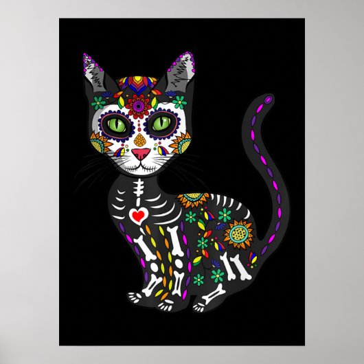 Mexicaanse kattenhalloween dag van de dood poster (Voorkant)
