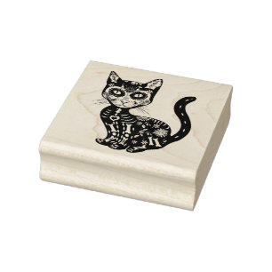 Mexicaanse kattenhalloween dag van de dood 	rubberstempel