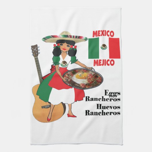 Mexicaanse keukenhanddoek - Huevos Rancheros (Verticaal)