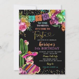 Mexicaanse kleurrijke Fiesta Floral 5e verjaardag Kaart