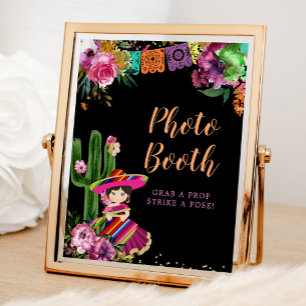 Mexicaanse kleurrijke Fiesta Floral Verjaardag Fot Poster