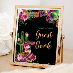 Mexicaanse kleurrijke Fiesta Floral Verjaardag Gas Poster
