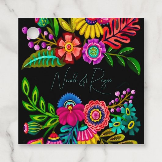 Mexicaanse kleurrijke Flora bruiloft Bedankjes Labels (Voorkant)