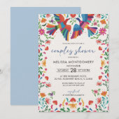 Mexicaanse kleurrijke vogel koppels douche uitnodi kaart (Voorkant / Achterkant)