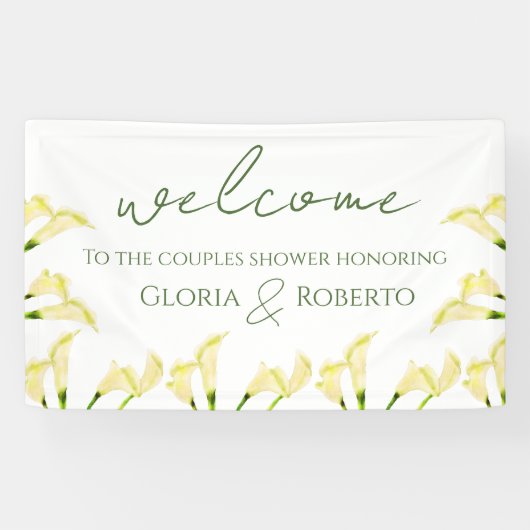 Mexicaanse Koppels Douche Calla Lilies Welkomstbor Spandoek (Horizontaal)