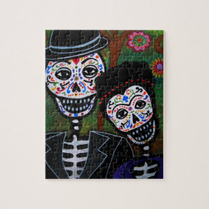 Mexicaanse liefhebbers schilderen legpuzzel