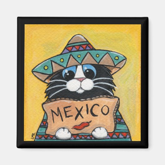 Mexicaanse lifter Tuxedo kat magneet (Voorkant)