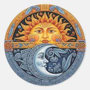 Mexicaanse maan en zon ronde sticker