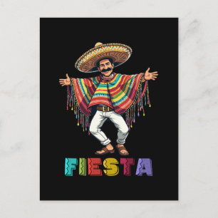 Mexicaanse man in Poncho Dancing Fiesta Cinco de M Feestdagenkaart