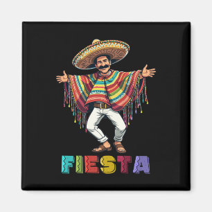Mexicaanse man in Poncho Dancing Fiesta Cinco de M Magneet