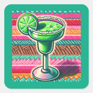 Mexicaanse Margarita Kleurrijke Fiesta Feest Artik Vierkante Sticker