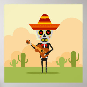 Mexicaanse Mariachi Illustratie Poster