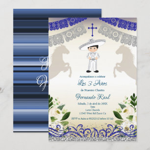 Mexicaanse marine Blue Invitaciones Tres Anos Kaart