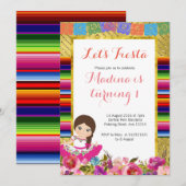 Mexicaanse meisje eerste verjaardag uitnodigingen (Voorkant / Achterkant)