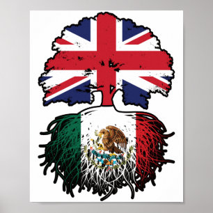 Mexicaanse Mexicaanse Britse vlag voor boomstammen Poster