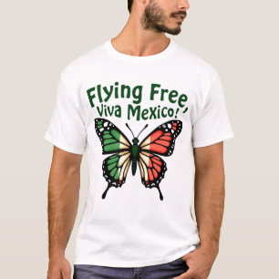 Mexicaanse Onafhankelijkheidsdag Vlinder Mexico T-shirt