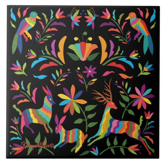 Mexicaanse otomi Ceramic Tegel Tegeltje (Voorkant)