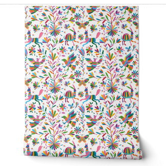 Mexicaanse Otomi Style Bright Pattern Behang