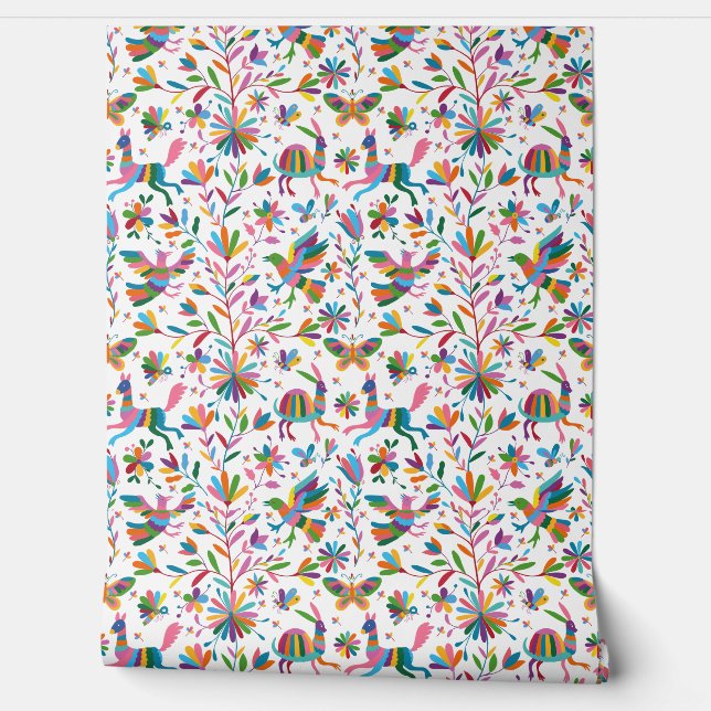 Mexicaanse Otomi Style Bright Pattern Behang (Afrollen)