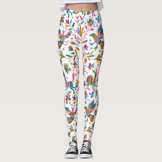 Mexicaanse Otomi Style Bright Pattern Leggings (Voorkant)