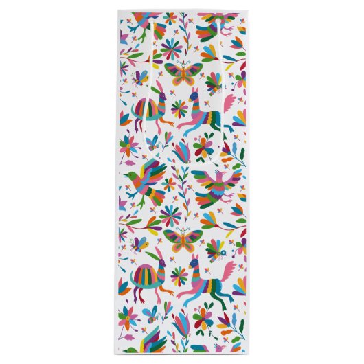 Mexicaanse Otomi Style Bright Pattern Wijn Cadeautas (Voorkant)