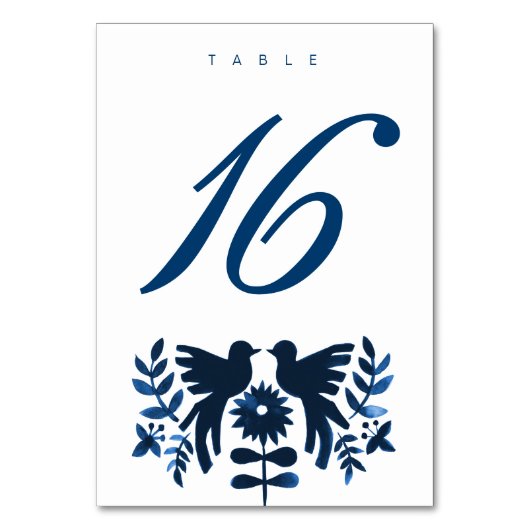 Mexicaanse Otomi Theme Table Kaart - Navy (Voorkant)
