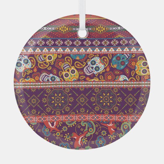 Mexicaanse patchwork: traditioneel design. glas ornament (Voorkant)
